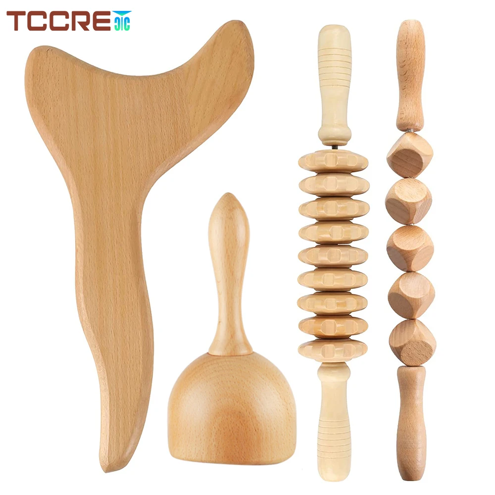 

Nature Wooden Massag Roller Stick Gua Sha Scraper Wood Therapy Massage Tool for Lymphatic Drainage Anti Cellulite Body Sculpting