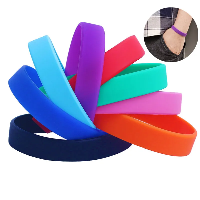 

Wholesale Silicone Rubber Wristband Flexible Wrist Band Cuff Bracelet Sports Casual Bangle For Women Men