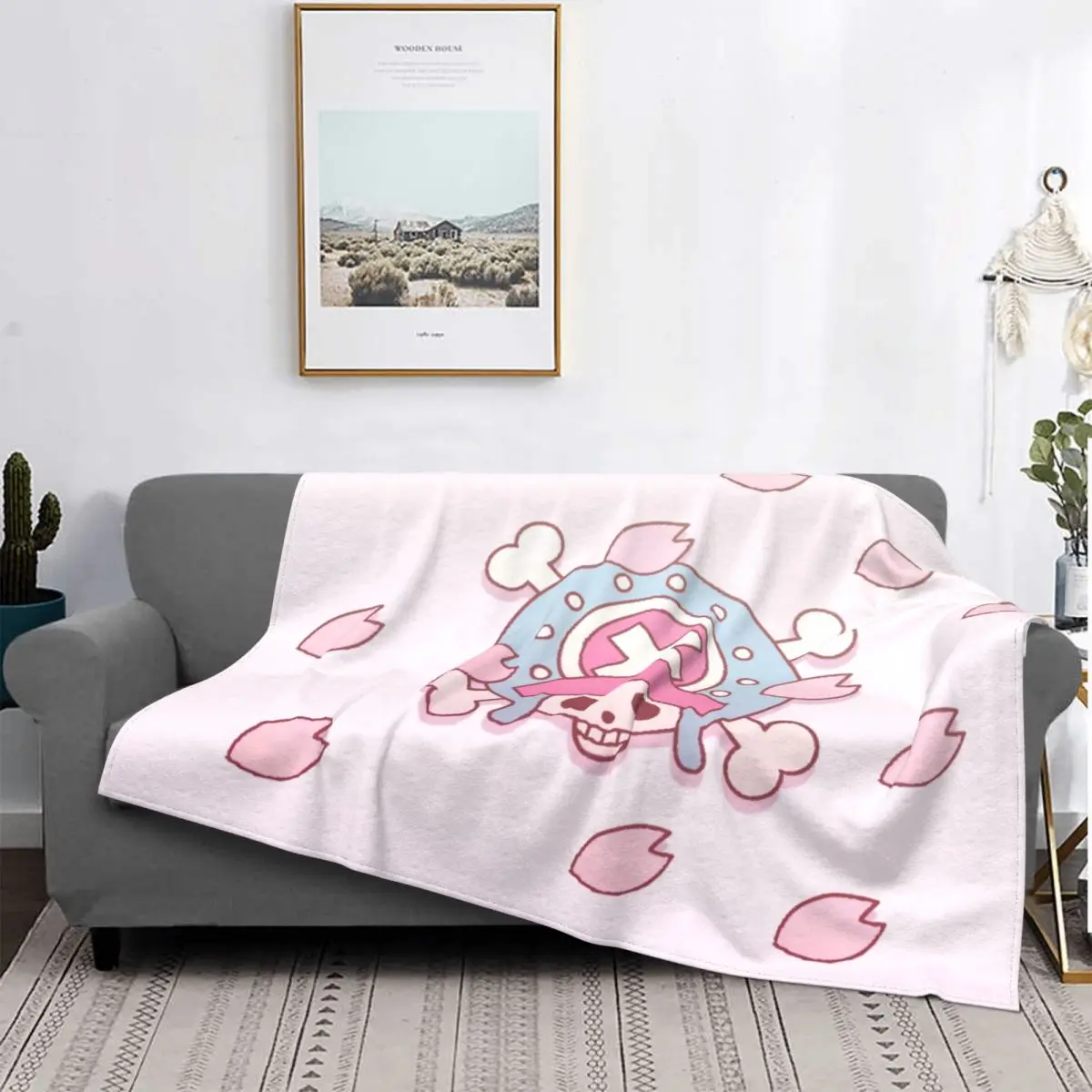 

Pirate TONY TONY Chopper Blankets Fleece Autumn Sakura Blossoms Portable Super Warm Throw Blankets for Bed Office Bedspreads