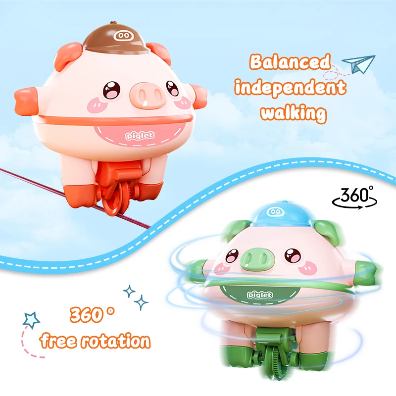 

NEWEST Novelty Tightrope Walking Tumbler Unicycle Toy Roly-Poly Balance Pig Piglet Pig Walking Tightrope Fingertip Gyroscope