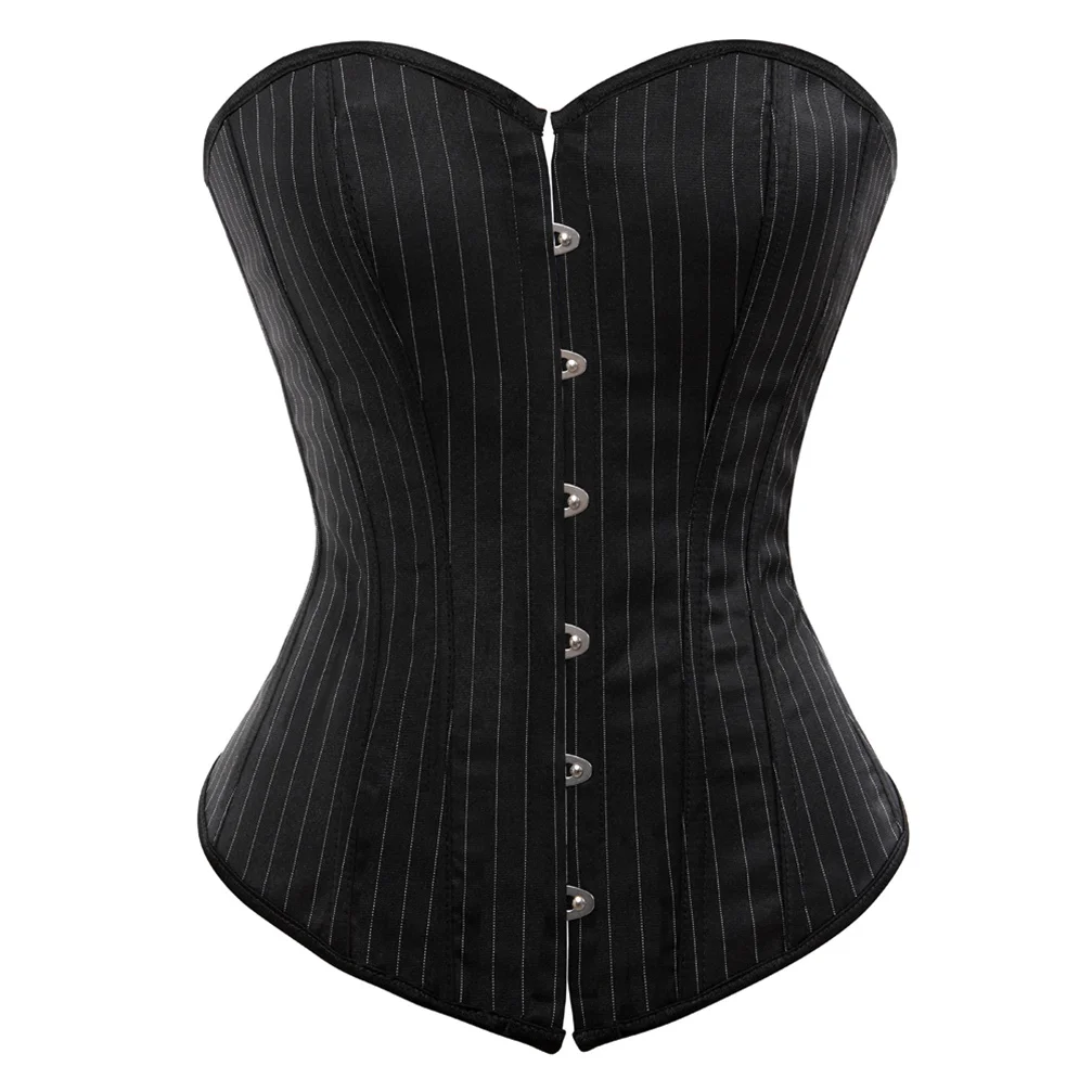 

Corsets and Bustiers for Women Gothic Pinstripe Tight Lace Corselete Sexy Push Up Showgirl Renaissance Bustier Steampunk