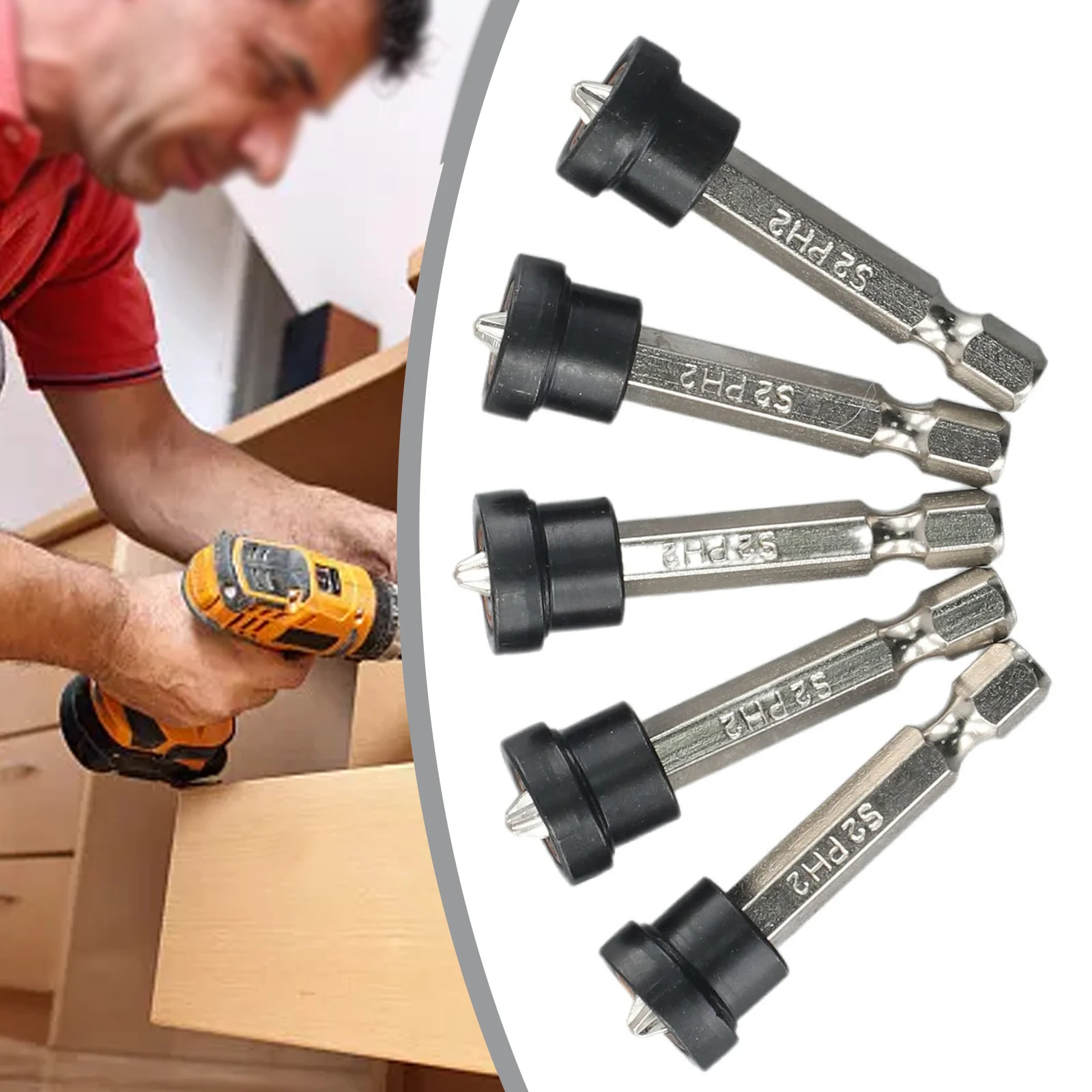 5pcs 50mm With Magnetic Ring Screwdriver Bit PH2 Cross-head 1/4inch Hex Shank Holder For Plasterboard Screws Locating Tools
5pcs 50mm With Magnetic Ring Screwdriver Bit PH2 Cross-head 1/4inch Hex Shank Holder For Plasterboard Screws Locating Tools