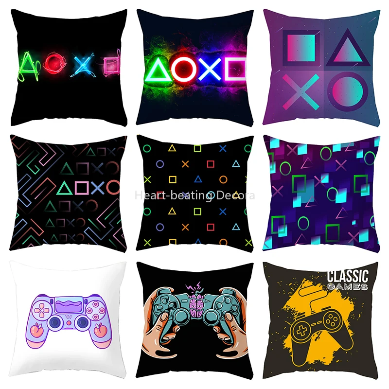 

45x45cm TV Game Fan Style Square Pillowcase Home Decor Cushion Cover Anime New Design Gamer Play Gamepad Printed Pillowcas