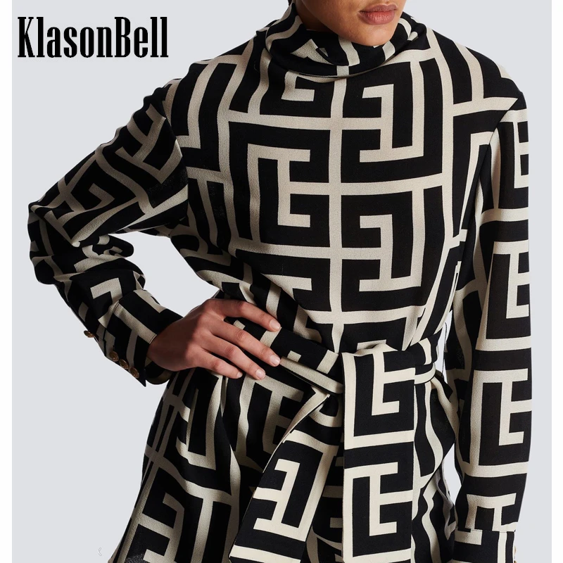 12.1 KlasonBell Acetate Silk Shirt Classic Vintage Geometric Pattern Print Belt Collect Waist Long Sleeve Blouse Women
12.1 KlasonBell Acetate Silk Shirt Classic Vintage Geometric Pattern Print Belt Collect Waist Long Sleeve Blouse Women