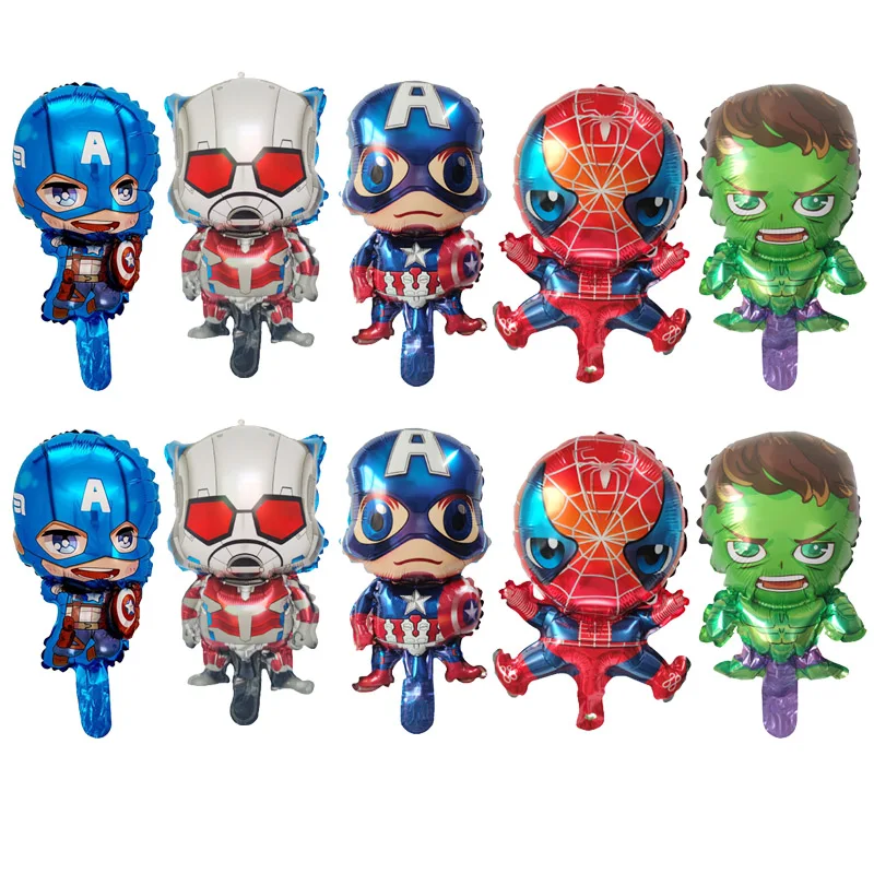 

10pcs Mini Avengers Spiderman Hulk Hero Theme Foil Balloons Superhero Birthday Party Decor Boy Kids Toys Gift Air Globos