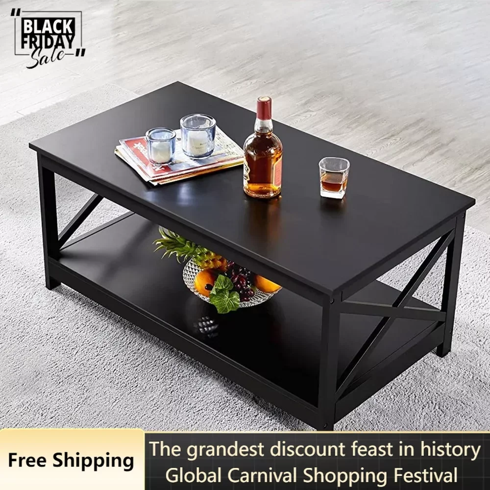 

Coffee Table Living Room Furniture Table With Storage Shelf Black Home Coffee Corner Coffe Tables Side Serving Teble Café