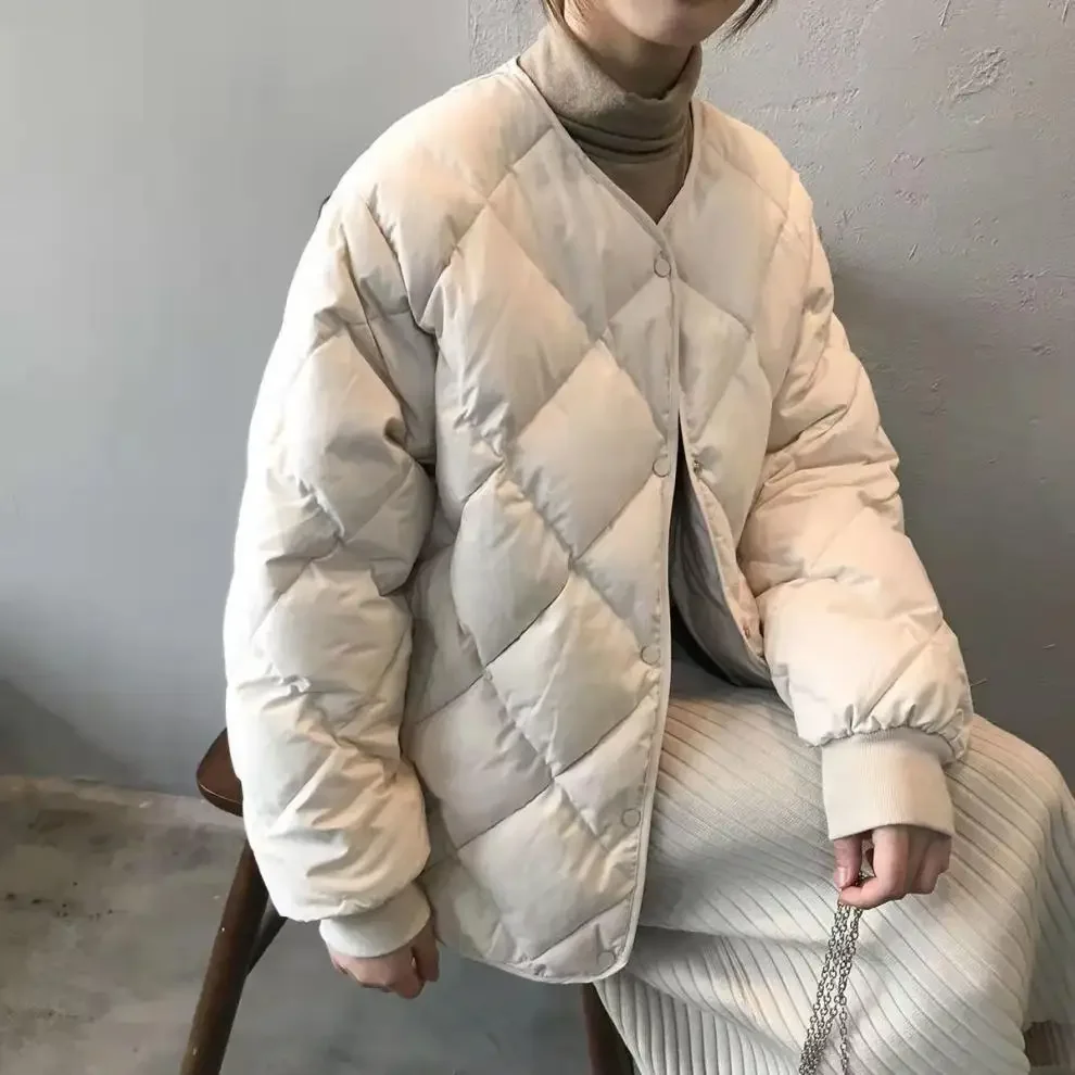 

Женская Стеганая куртка на хлопковом наполнителе, однотонная Свободная куртка в клетку, простая Корейская легкая Женская Стеганая куртка, верхняя одежда, осень-зима