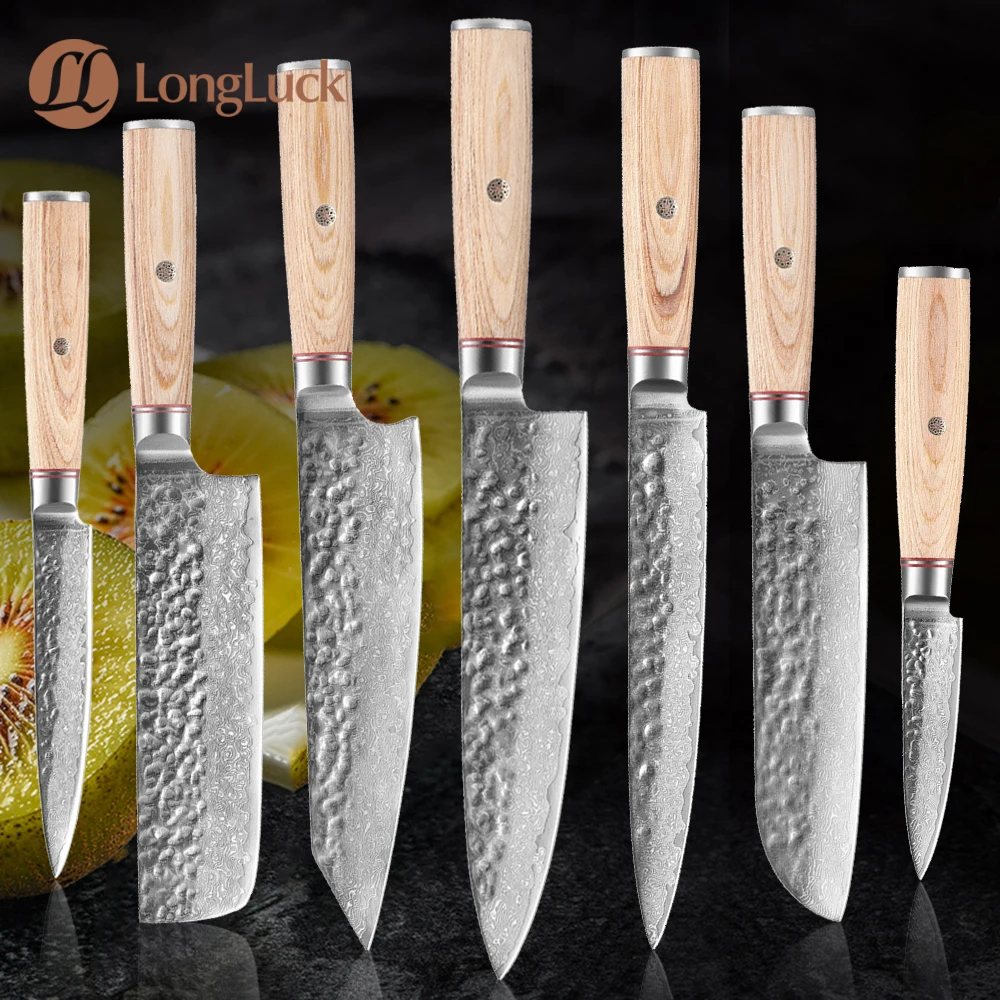 

Набор ножей шеф-повара из дамасской стали, 67 слоев, японские острые ножи из G10 стали для нарезания, мясника, овощей, сантоку, универсальные кухонные ножи
