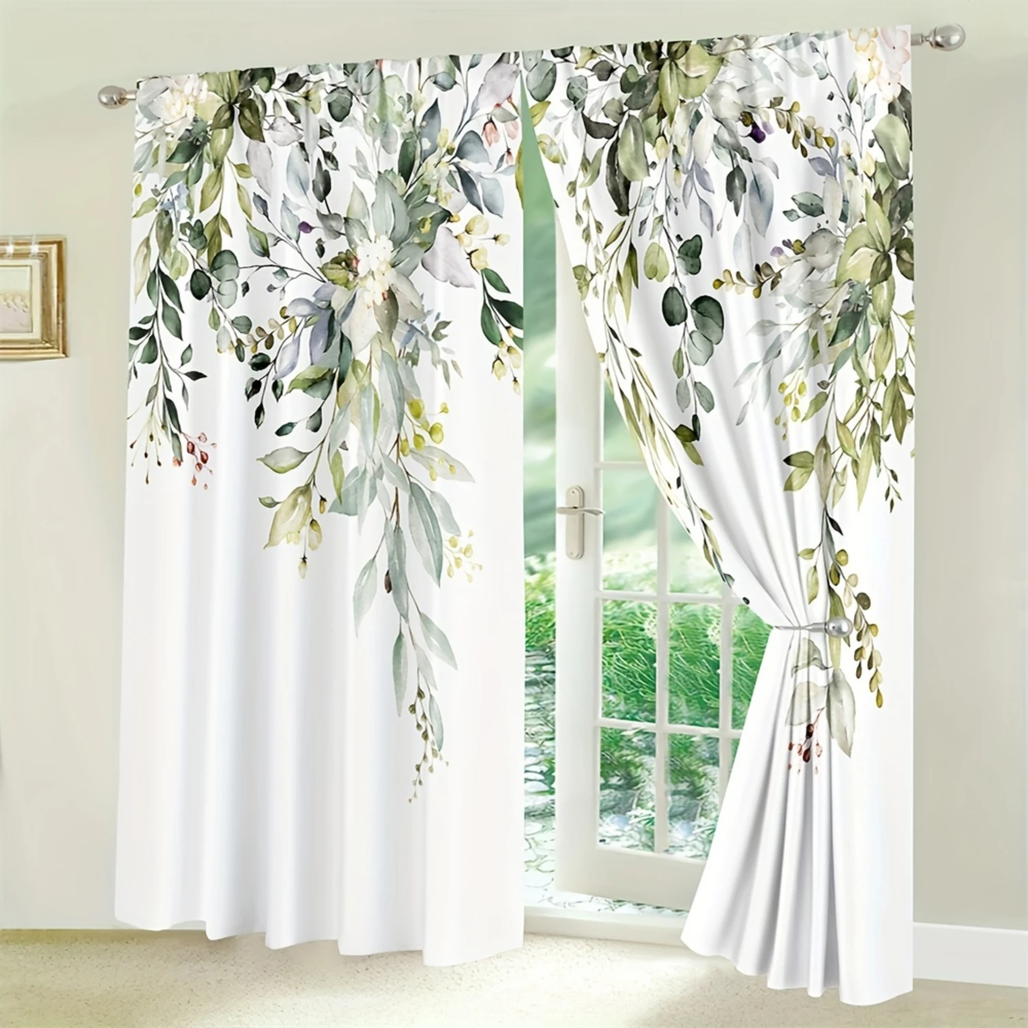 2pcs Polyester Matte Woven Fabric, Digital Printing Curtains, Green Flowers, Green Leaves, Rural Style Curtains With A Length Of
2pcs Polyester Matte Woven Fabric, Digital Printing Curtains, Green Flowers, Green Leaves, Rural Style Curtains With A Length Of