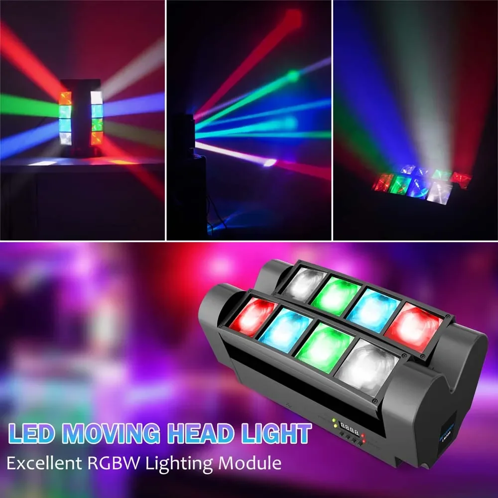 

Big Dipper 8*3W RGBW Mini Moving Spider with 7/15 channel DMX&Sound Controller Party Light for Bars Disco Hall Performance LM30A
