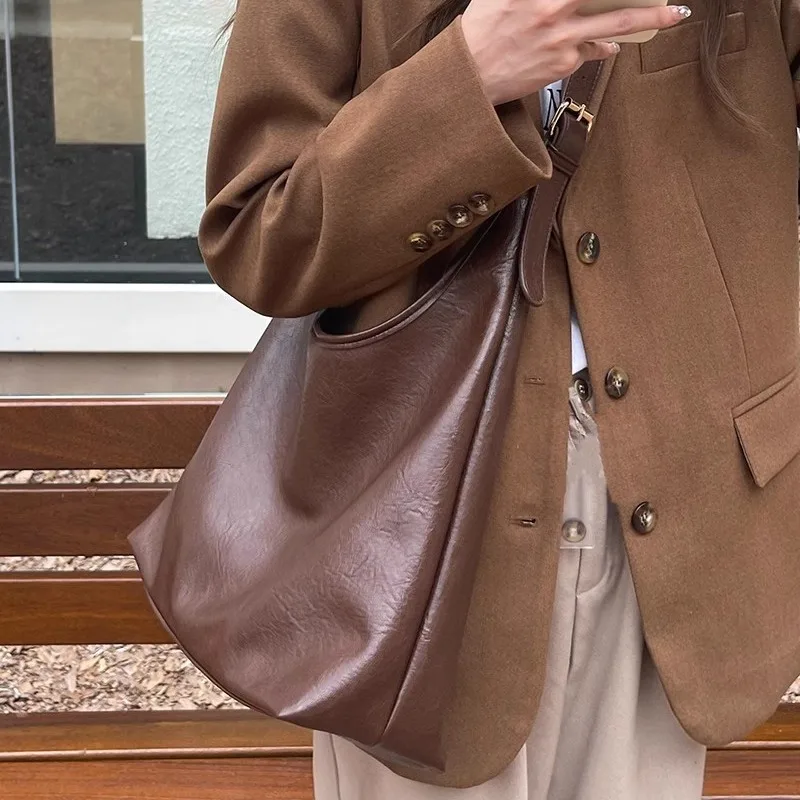 

Вместительная сумка-тоут с маленьким кошельком, однотонная модная дамская сумочка на ремне через плечо из мягкой искусственной кожи, композитный мешок