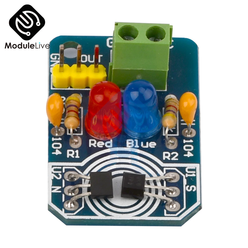 

DC 4.5-20V Hall Magnetic Induction Sensor Magnetic Detection Pole Resolver North And South Detection Module 12V Diy Learning Kit