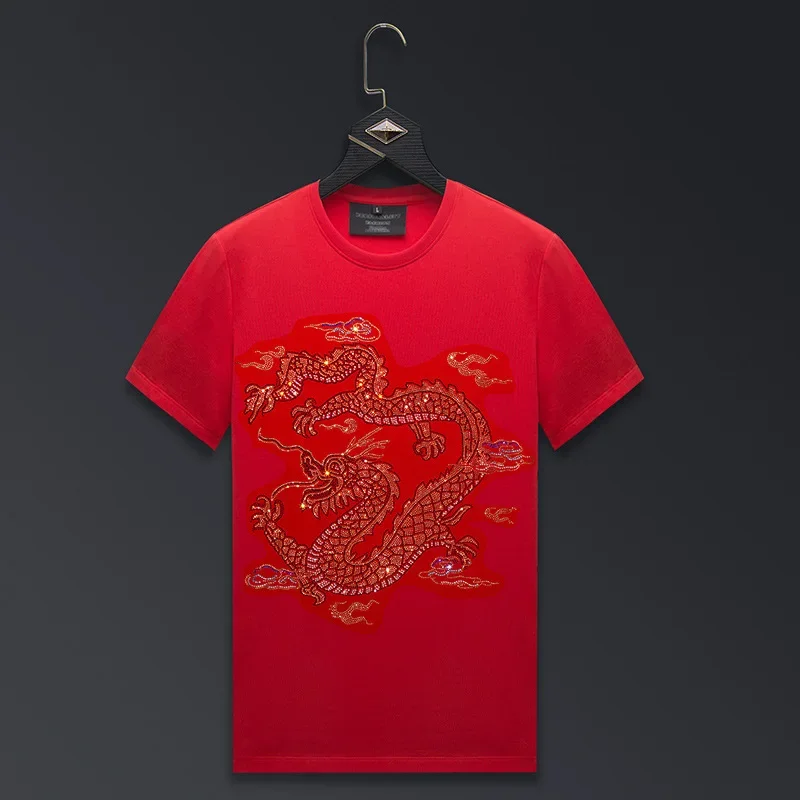 Chinese Dragon Rhinestones T Shirts Men Summer Clothes Fashion Streetwear O Neck Short Sleeve Thin Cool Modal Cotton T-shirts
Chinese Dragon Rhinestones T Shirts Men Summer Clothes Fashion Streetwear O Neck Short Sleeve Thin Cool Modal Cotton T-shirts
