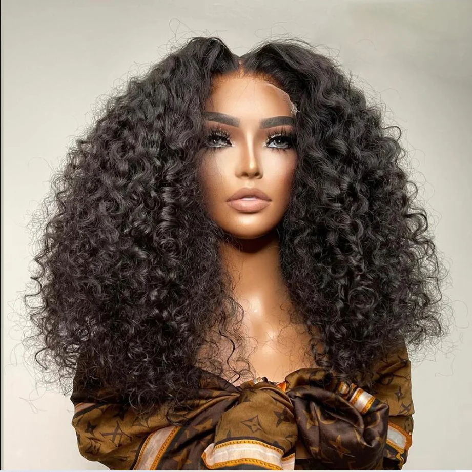 

Soft 26"Long 180%Density Kinky Curly Natural Black Lace Front Wigs For Women Baby Hair Glueless Preplucked Heat Resistant Daily