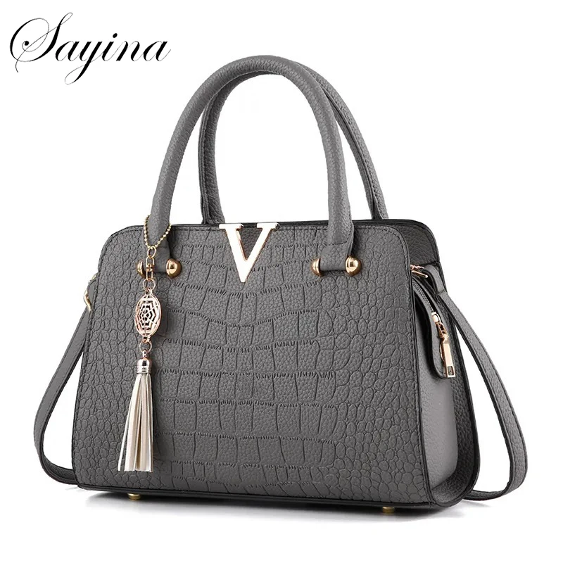 

Women Handbags High Quality PU Leather Ladies Designer Shoulder Bag Crocodile Pattern Top-handle Embroidery Bags Large Capacity