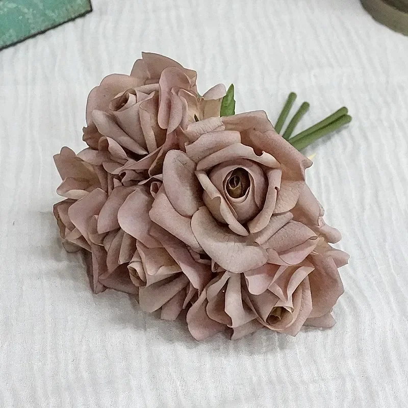

Simulated Moisturizing 5 Head Rose Bouquet Latex Real Touch Artificial Flower Wedding Bridal Bouquet Birthday Party Home Decor R