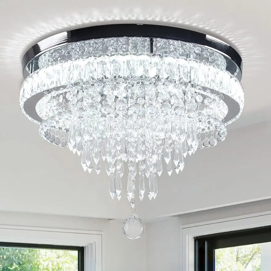 

Crystal Chandeliers Crystal Ceiling Light Fixtures LED Flush Mount Light Modern Chandelier for Living Room Bedrooms Dining Room