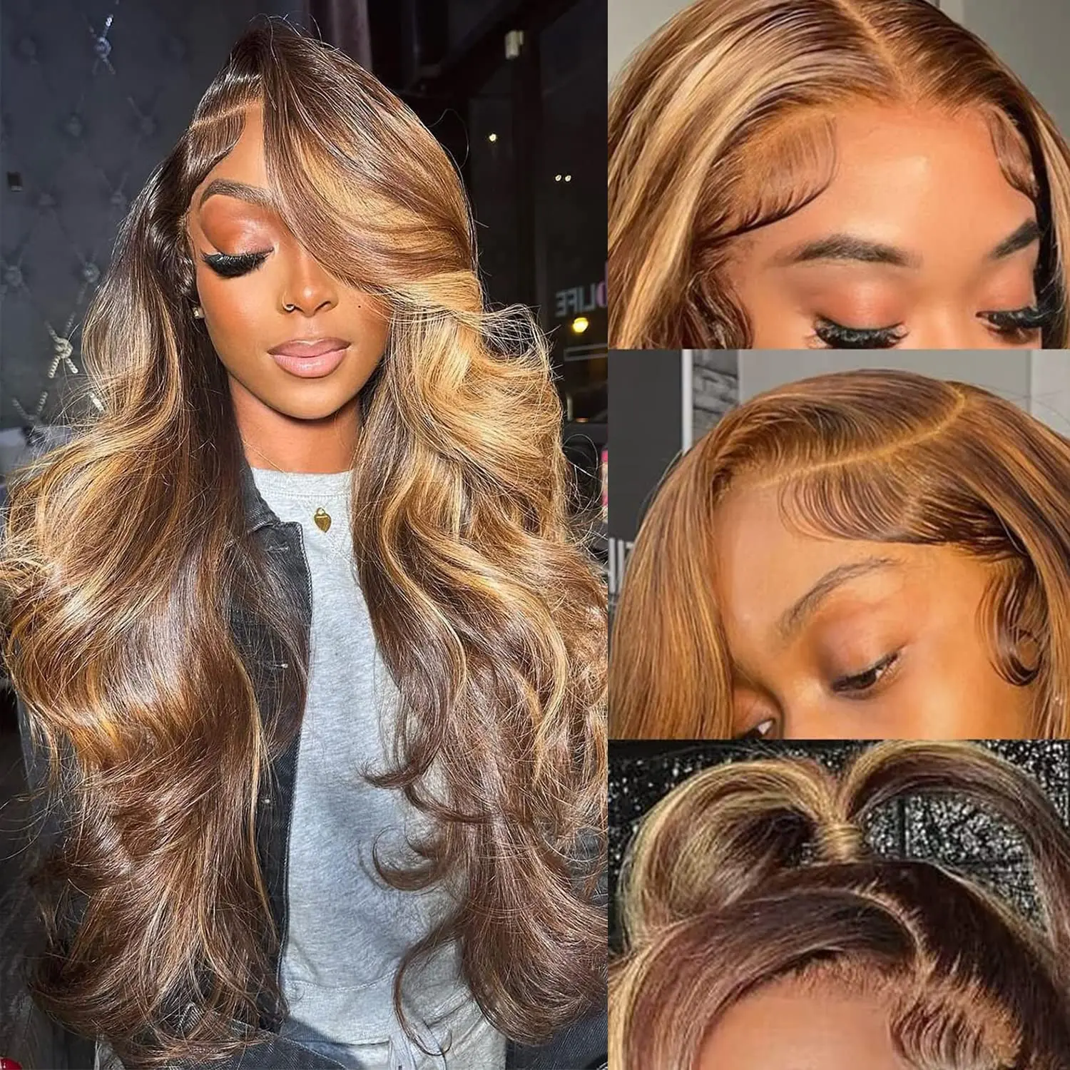 4/27 Highlight Body Wave Wigs 13x4 HD Lace Wigs Brazilian Remy 13x6 HD Transparent Lace Frontal Wig PrePlucked Baby Hair 280%
4/27 Highlight Body Wave Wigs 13x4 HD Lace Wigs Brazilian Remy 13x6 HD Transparent Lace Frontal Wig PrePlucked Baby Hair 280%