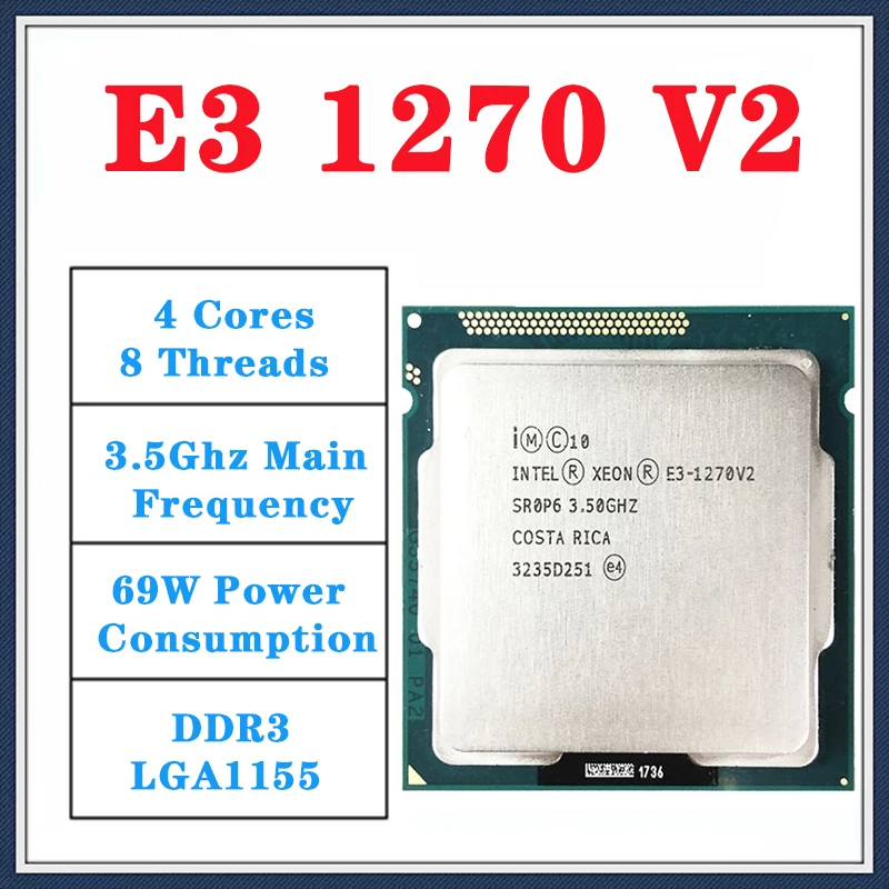 

Used Intel Xeon E3 1270 V2 1270V2 Processor 3.5GHz LGA 1155 8MB Quad Core CPU SR0P6
