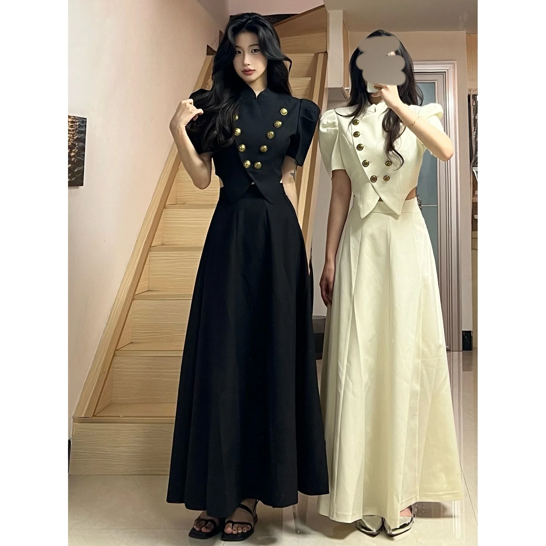 French Fashion Temperament Sets Elegant Skirt Summer New Bubble Sleeve Irregular Top High Waist Long Slim Two Piece Outfits
French Fashion Temperament Sets Elegant Skirt Summer New Bubble Sleeve Irregular Top High Waist Long Slim Two Piece Outfits