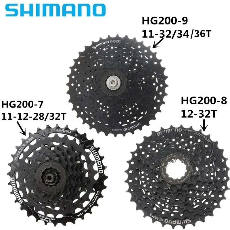 

SHIMANO Tourney HG200 7s 12-28T/12-32T 8s 12-32T 9s 11-32/34/36T Cassette CS-HG200-7/8/9 For Mountain Bike Bicycle Original