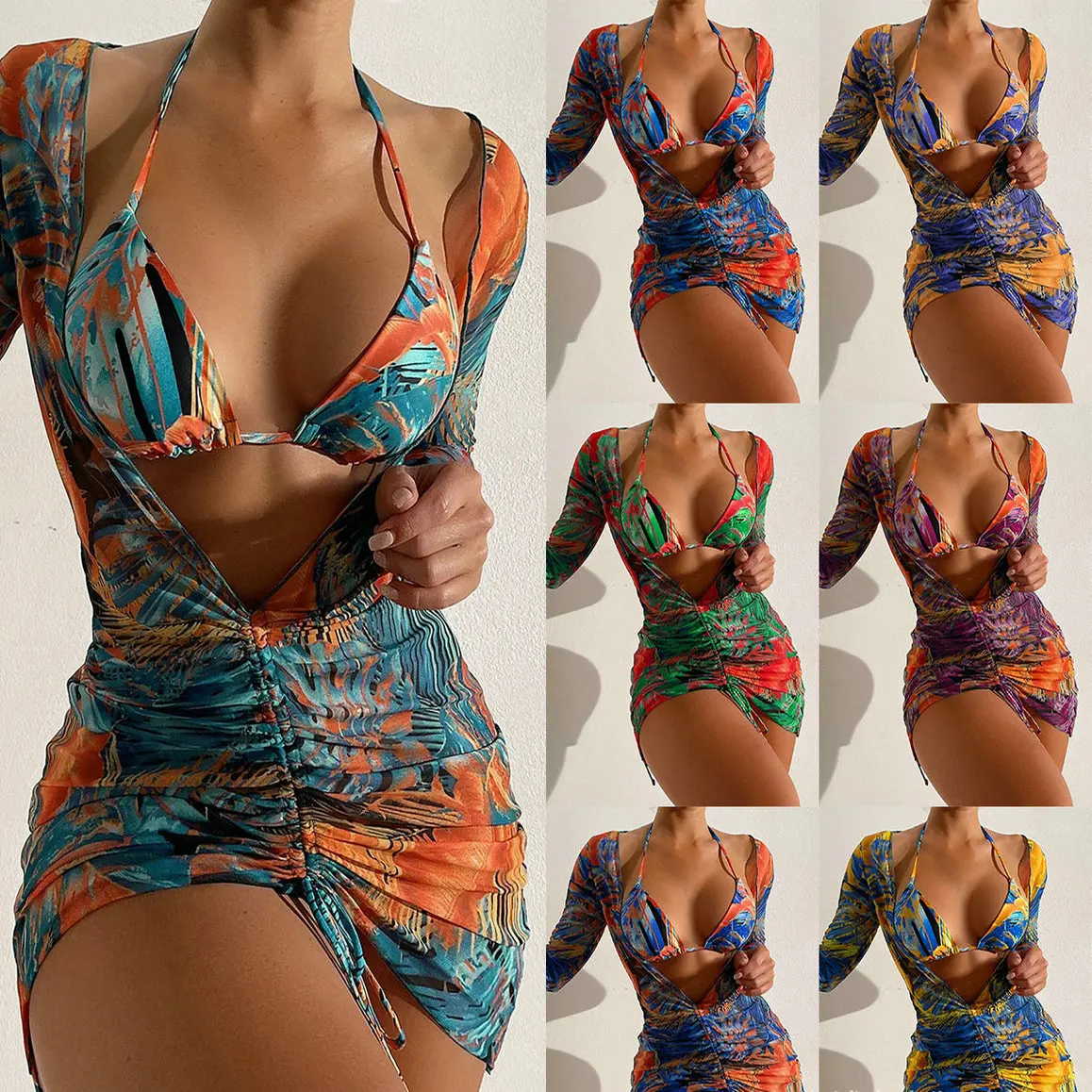 2023 Women Bathing Suits Bikinis Sets Swimsuit Suit Women's Three-piece Three-point Long-sleeved Ins Blouse Drawcord YD25
2023 Women Bathing Suits Bikinis Sets Swimsuit Suit Women's Three-piece Three-point Long-sleeved Ins Blouse Drawcord YD25