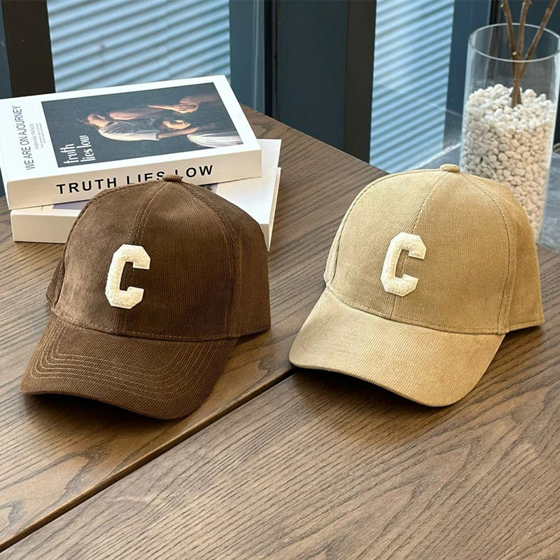 

Corduroy Plush Baseball Hat Fashion Letter C Duck Tongue Hat Men's and Women's Winter Warm Hat Outdoor Sunshade Hat BQ2041