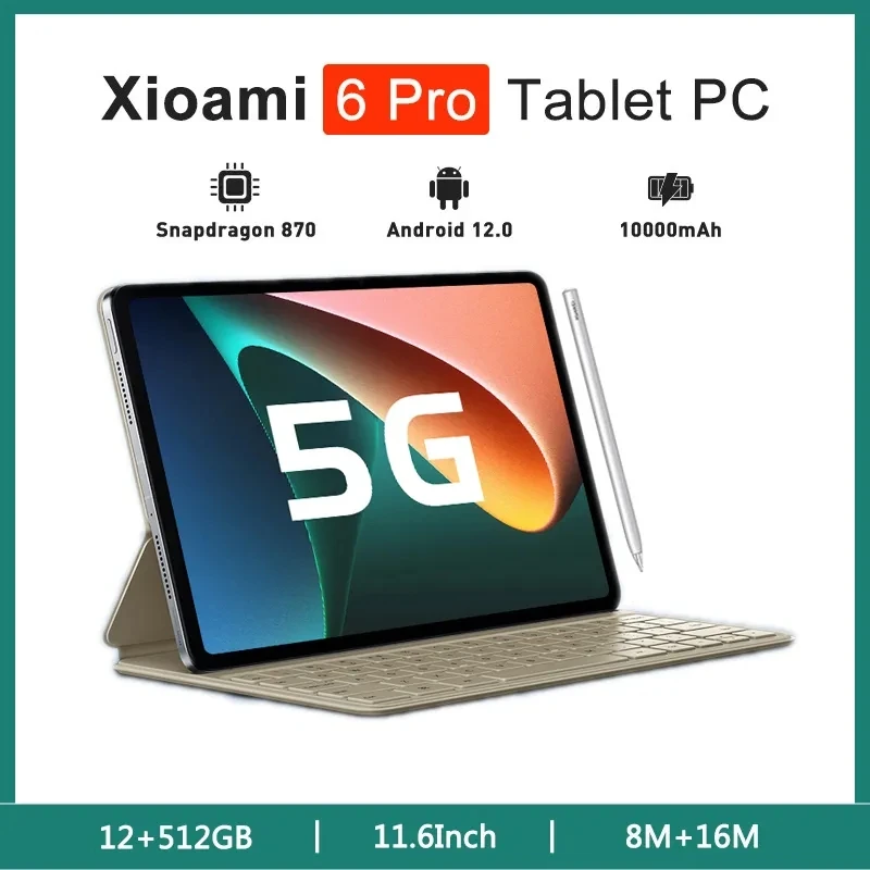 Original Global Edition Pad 6 Pro Android 12 12GB 512GB Tablet Snapdragon 870 Tabletas 10000mAh Battery 5G Dual SIM Card or WIFI 
Original Global Edition Pad 6 Pro Android 12 12GB 512GB Tablet Snapdragon 870 Tabletas 10000mAh Battery 5G Dual SIM Card or WIFI