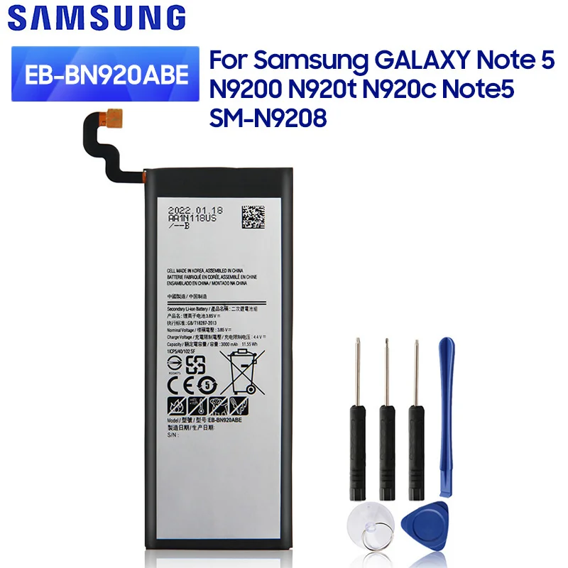 Оригинальная запасная аккумуляторная батарея для Samsung GALAXY Note 5 телефон N9208 N9200 N920t