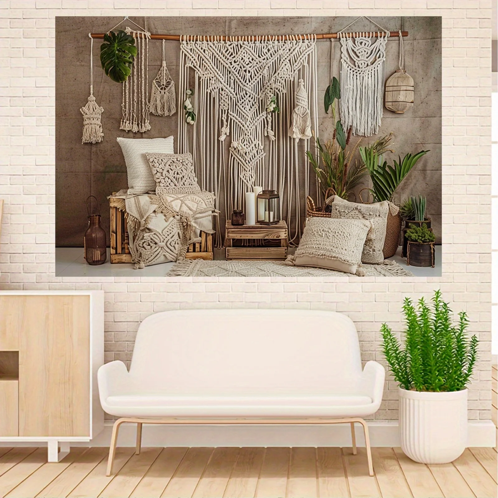 Bohemian Macrame Wedding Backdrop - Wall-Mounted Ceremony Decor 7 S577f4c0d98e343de8e0a570a90f8515e6
