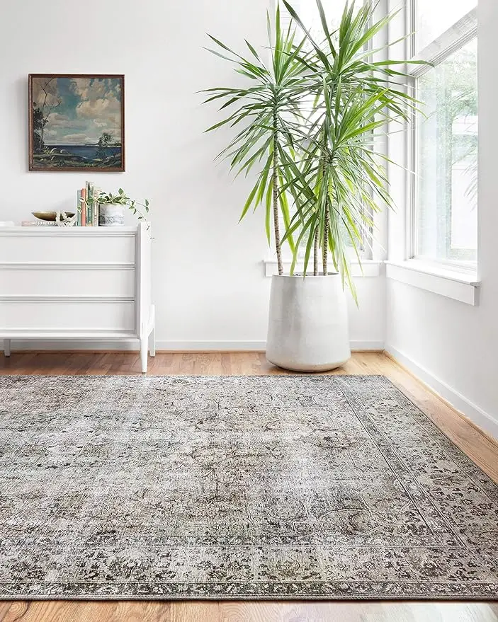 

Loloi LAYLA Collection, LAY-06, Taupe / Stone, 9'-0" x 12'-0", .13" Thick, Area Rug, Soft, Durable, Vintage Inspired, Distressed