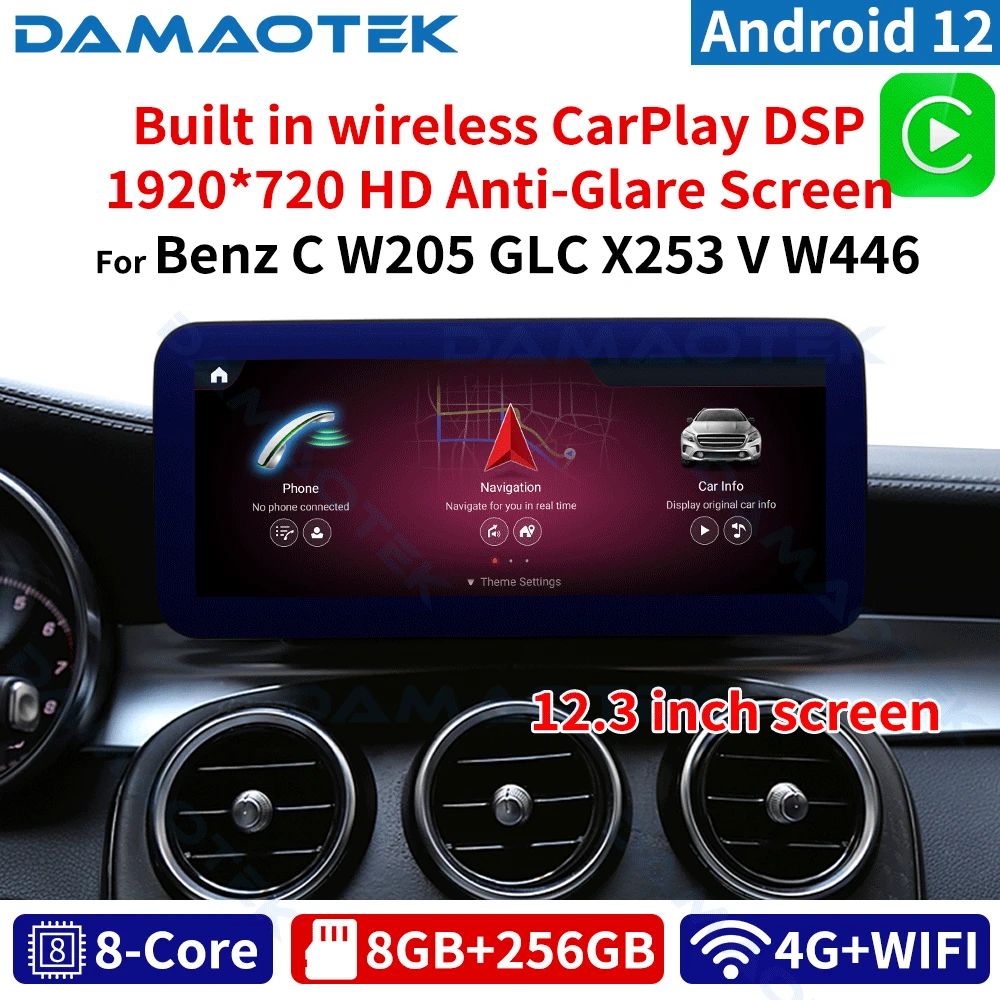 Автомобильная Беспроводная мультимедийная система DamaoTek, Android 12, 12,3 дюйма, для Mercedes Benz C W204 C180 C200 C220 2008 - 2010 CarPlay
Автомобильная Беспроводная мультимедийная система DamaoTek, Android 12, 12,3 дюйма, для Mercedes Benz C W204 C180 C200 C220 2008 - 2010 CarPlay