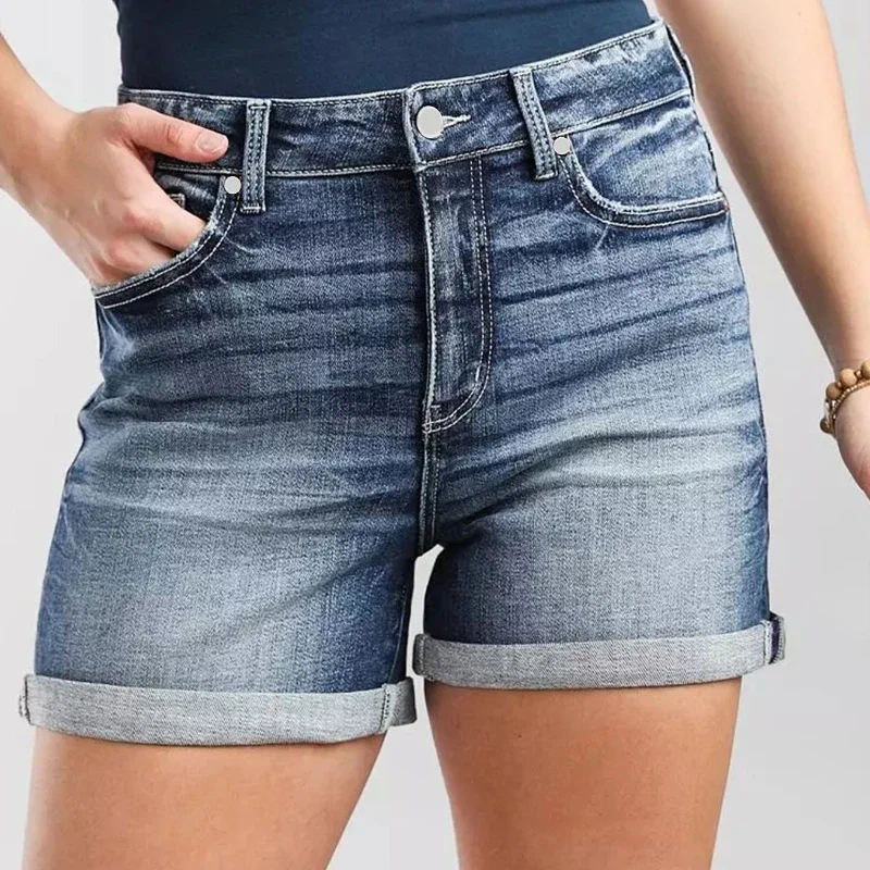 

Шорты женские с завышенной талией, модные пикантные рваные джинсовые короткие штаны с эффектом пуш-ап, повседневные винтажные, на лето