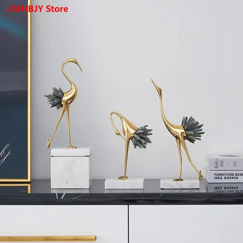 

LMHBJY Light Luxury Modern Crystal Crane Decoration New Chinese Style Home Living Room Wine Cabinet TV Cabinet Soft Decoration