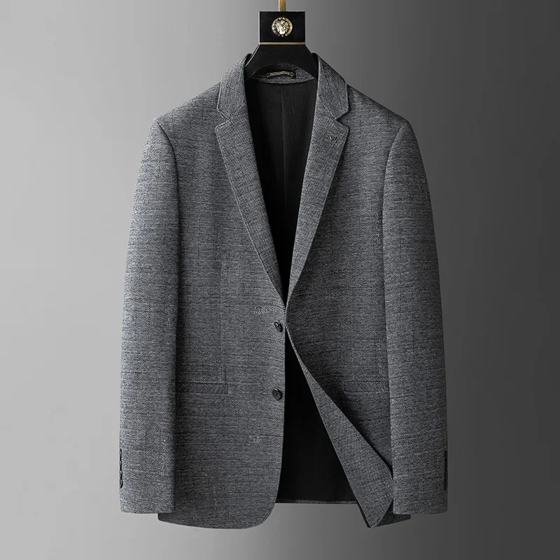 

High Quality Fashion Men's Flocking Fabric High Texture Single West Smart Casual Spring and Autumn Blazers Single Breasted