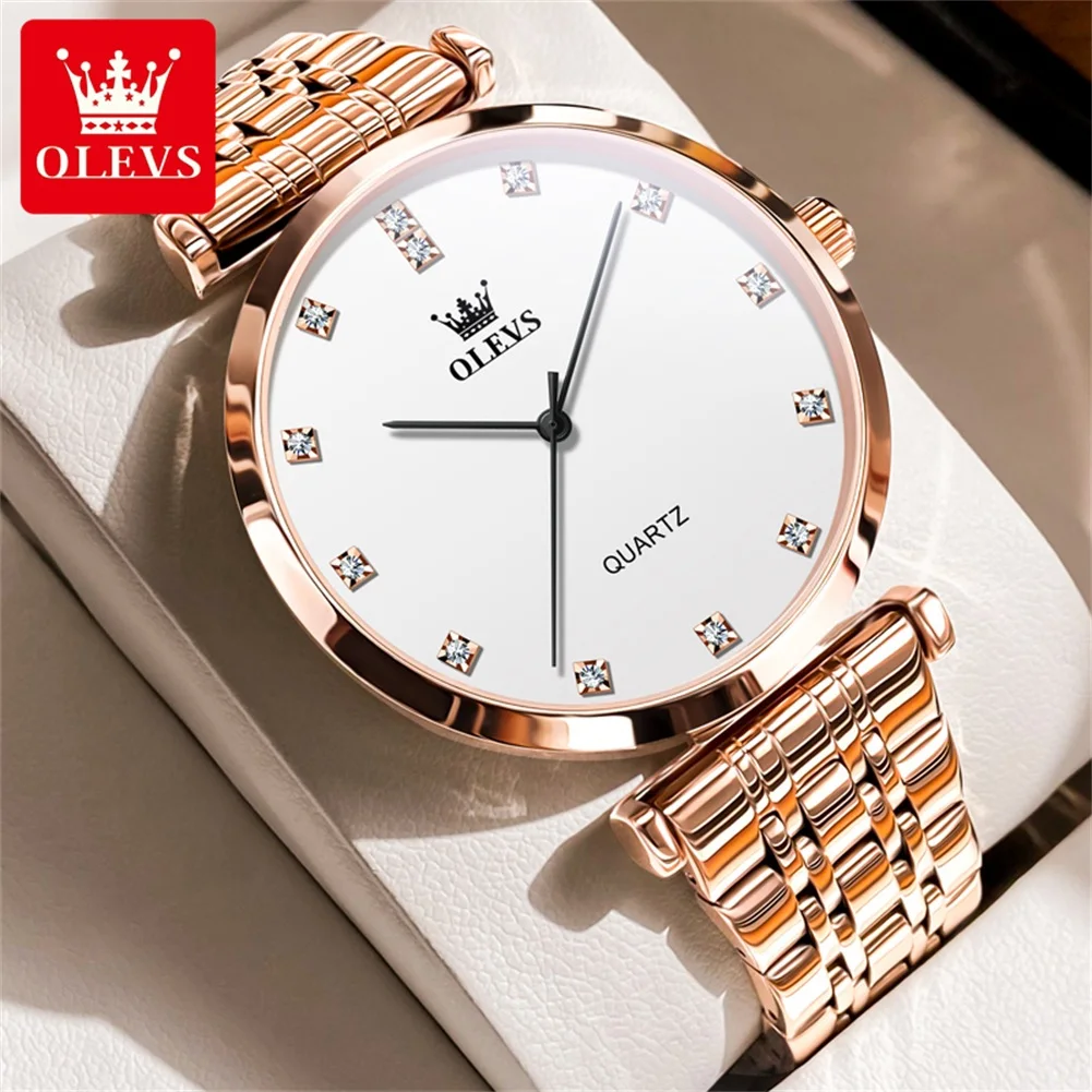 

OLEVS Luxury Brand Men's Watches Waterproof Original Quartz Watch Stainless Steel Strap Simplicity Male Wristwatch Diamond Scale