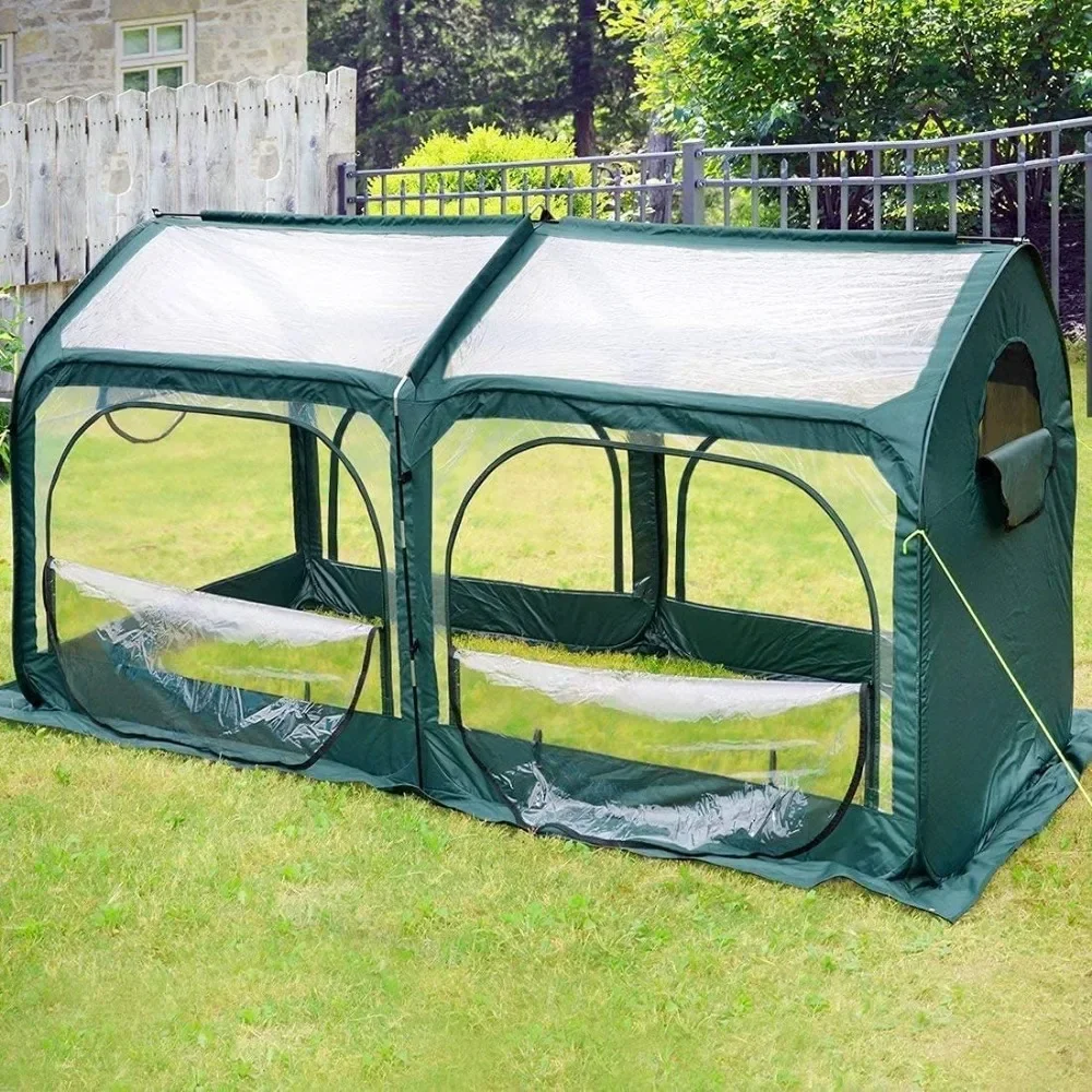 

8x4 Pop-up Greenhouse Mini Portable Instant Easy-Setup Small Winter Green House Canopy for Indoor Eco-Friendly Fiberglass Poles