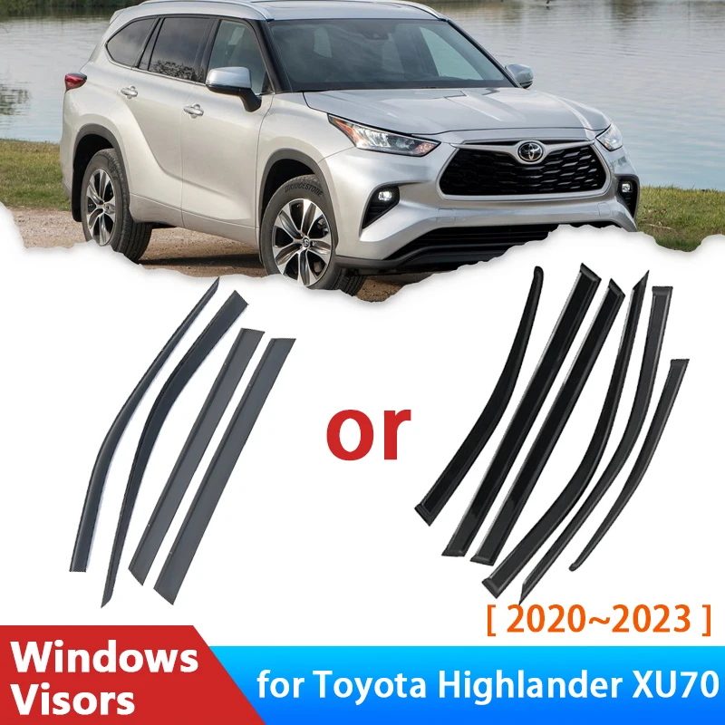 

Дефлекторы для Toyota Highlander Kluger XU70 70 2023 2022 2021 2020 IV, аксессуары, козырек для боковых окон автомобиля, защита от дождя и ветра