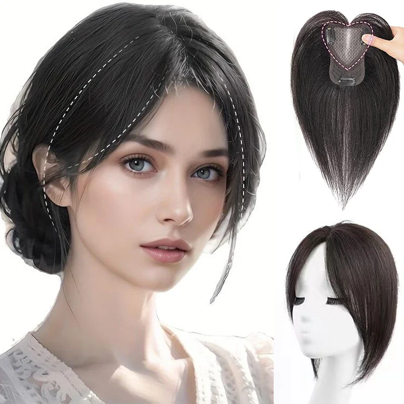 

10 inch Women Wig Fluffy Breathable Natural Look Synthetic Short Straight Wigs with Bangs Cosmetic Tool for Lady