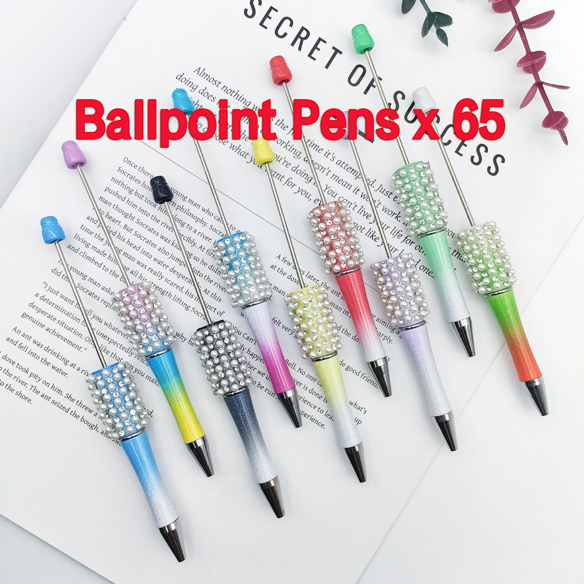 

65Pcs Wholesale Handmade Sticker Set Diamond Beaded Ballpoint Pens Gift Pen Creative Diamond Bead Pen