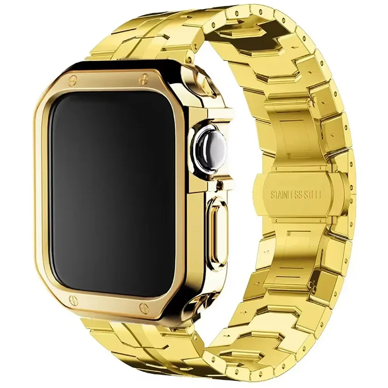 Stainless Steel Band+TPU Cover Case for Apple Watch 49mm 40mm 45mm 44mm 41 Strap+case for Series 9 8 7 6 5 4 SE Ultra Watchband Stainless Steel Band+TPU Cover Case for Apple Watch 49mm 40mm 45mm 44mm 41 Strap+case for Series 9 8 7 6 5 4 SE Ultra Watchband