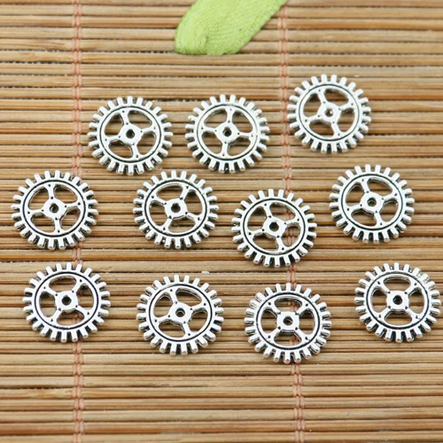 

50pcs Tibetan Silver Tone 2sided 12mm Wide Gear Design CONNECTOR for Jewerly Making Beads for Jewelry Making