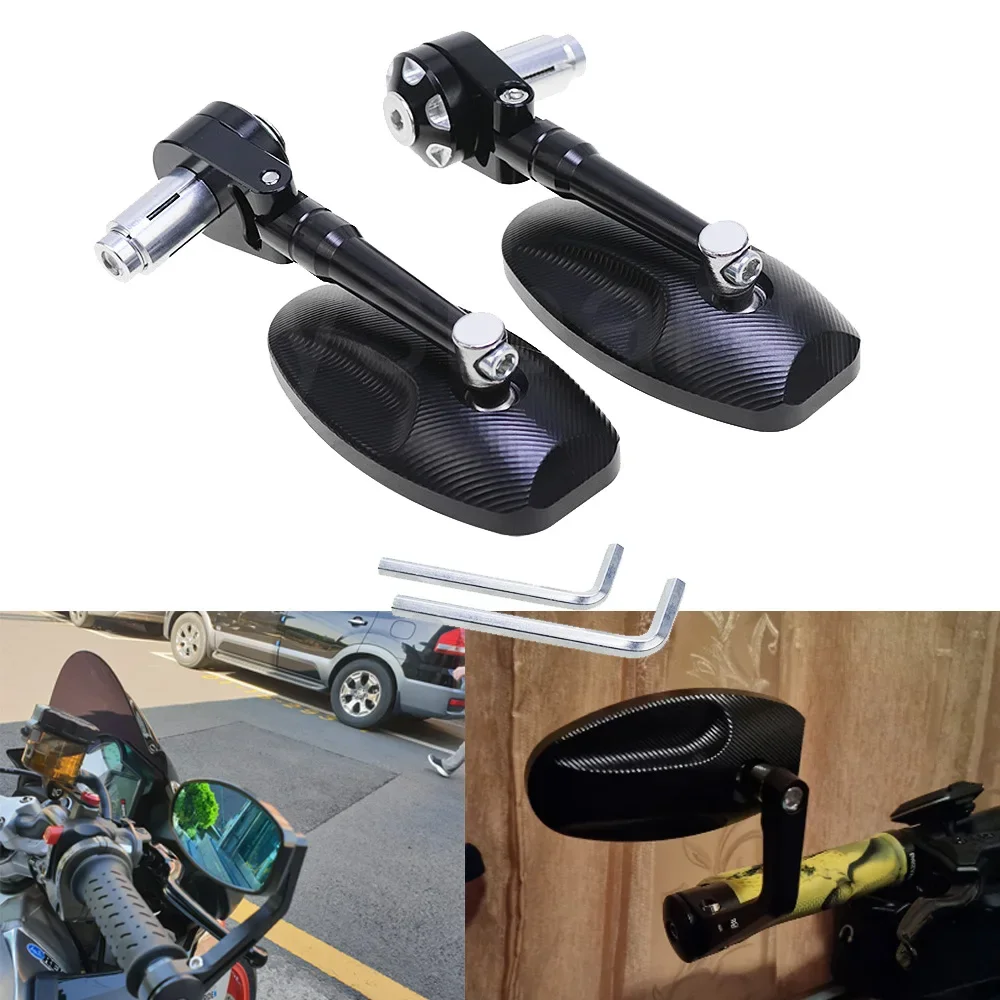 

Universal Motorcycle Adjustable 7/8" 22mm Handlebars Rear View Side Mirrors Cafe Racer Bar End Mirror Fit For Triumph KTM Harley
