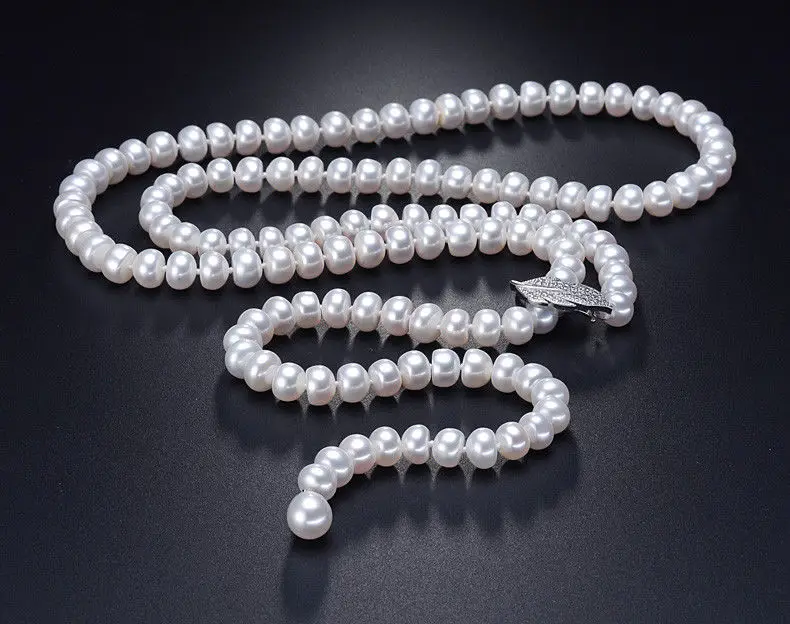 

Элегантное круглое ожерелье с белым жемчугом AAA 9-10 мм южного моря 28 дюймов 925S KKK