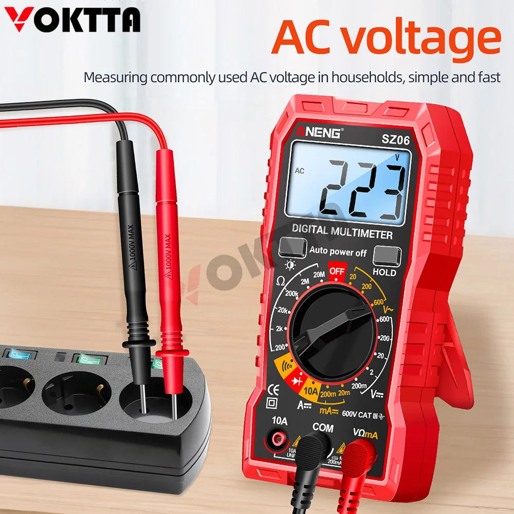 

Digital Multimeter ANENG SZ06 Voltage Tester Voltmeter TRMS 2000 Counts Auto-Ranging Ohm Volt Amp Meter Measuring AC/DC Voltage