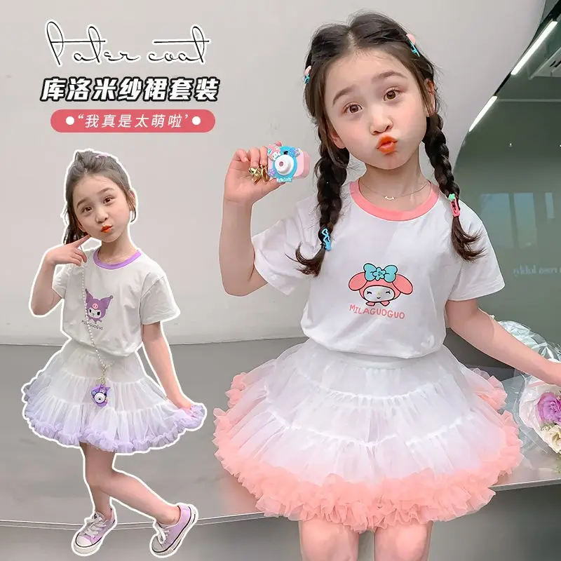 New Girls Kuromi Gauze Dress Set Kawaii Sanrioed Anime My Melody Summer Sweet Cute Children Fashion Short-Sleeved Gift for Kid
New Girls Kuromi Gauze Dress Set Kawaii Sanrioed Anime My Melody Summer Sweet Cute Children Fashion Short-Sleeved Gift for Kid