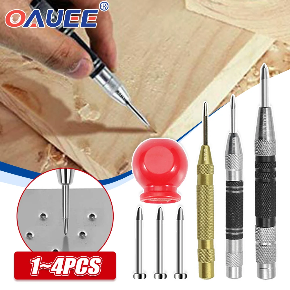 

Oauee Super Strong Automatic Centre Punch General Woodworking Drill Adjustable Spring Loaded Automatic Punch Set for Metal Glass