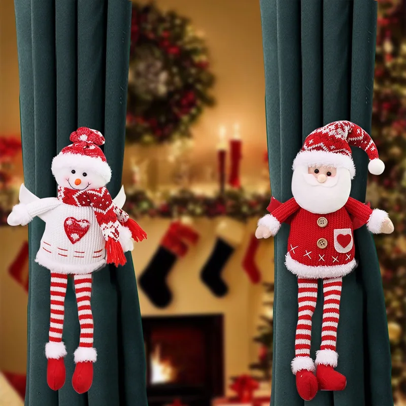 

Santa Claus Snowman Christmas Curtain Buckle Doll Ornament Merry Christmas Decoration for Home 2023 Xmas Gifts Navidad New Year