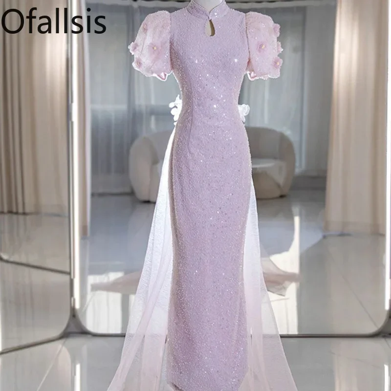 Ofallsis Purple Fishtail Stand Neck Evening Dress 2023 Summer New Banquet High End Luxury Length Host Dresses Female Vestidos
Ofallsis Purple Fishtail Stand Neck Evening Dress 2023 Summer New Banquet High End Luxury Length Host Dresses Female Vestidos