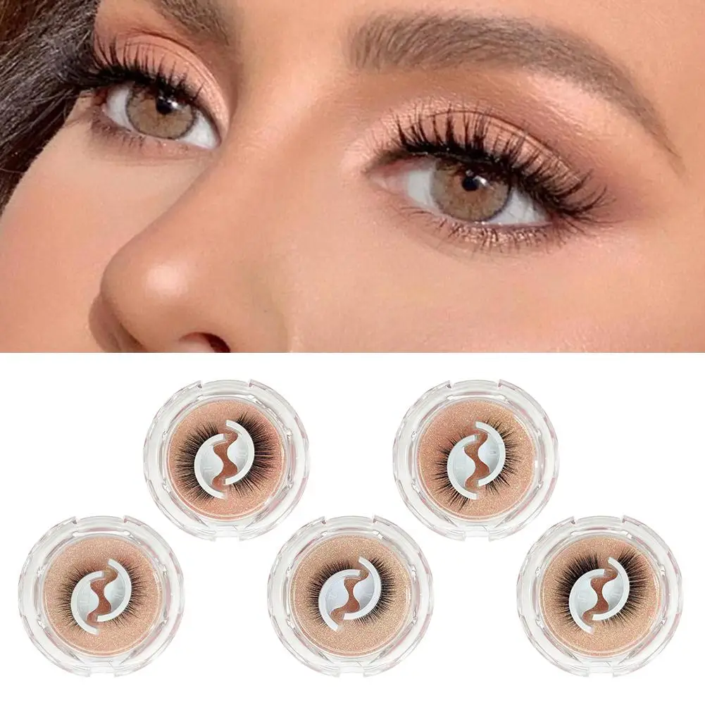 

1 Pair Reusable Self-Adhesive Eyelashes Natural Multiple Glue-free Eyelashes False Cosmetic Accessories Reversible Self-adh Z1X1